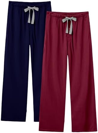 EA'S SECRET Men's 100% Cotton Pajama Bottoms Stretch Waist Soft Drawstring Sleep Lounge Pj Pants with Pockets
