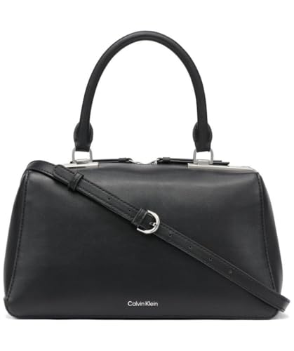 Calvin Klein Lori Top Zip Satchel, Black/Silver, One Size