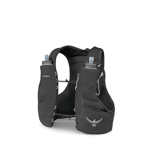 Osprey Duro 6L Mens Running Hydration Vest with Hydraulics Soft Flasks - Adjustable Water Pack with Pockets Black Medium