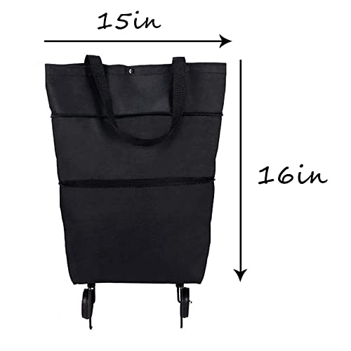 Faltbarer 2-in-1-Einkaufstrolley, zusammenklappbarer zweistufiger Reißverschluss mit Rädern, große Kapazität… – Bild 7