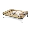 Veehoo Cooling Elevated Dog Bed Add Removable Waterproof Bolster Cushion Mat, Raised Pet Cot with Breathable Teslin Mesh, No-Slip Feet, Dog Couch Bed for Indoor Outdoor, 42x30inches, Beige, CWC2331B