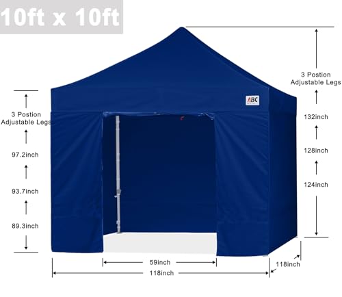 Image of ABCCANOPY Commercial Pop Up Canopy Tent with Sidewalls 10X10,Navy Blue