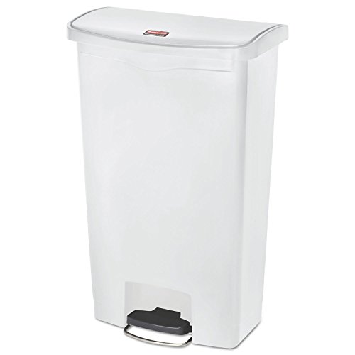 Image of Rubbermaid Commercial Products Streamline Slim Step-On Plastic Trash Can, 18 Gallon, White, Hands-Free Garbage Can for Medical Waste in Hospitals /Lab /Emergency /Patient Rooms