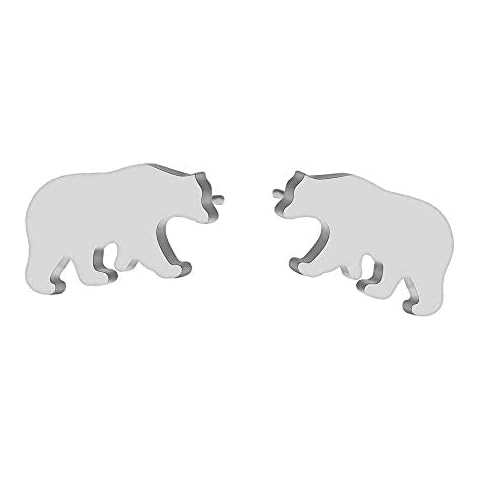 RUIZHEN 3 Colors Tiny Cute Polar Bear Stud Earrings for Women Thanksgiving Jewelry (silver) Cover