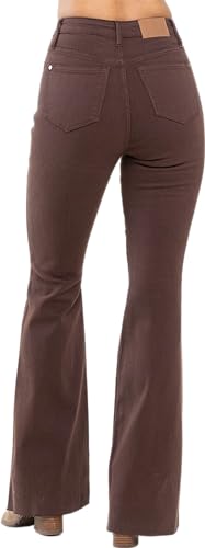 Judy Blue Women's High-Rise Tummy Control Garment Dyed Flare Jeans 88803 (Expresso Brown, 15)3