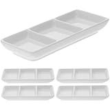 ULTECHNOVO Plato de Cerámica para Salsa de 3 Rejillas, Conjunto de 5 Piezas Liviano y Portátil para Servir Condimentos en Cocina