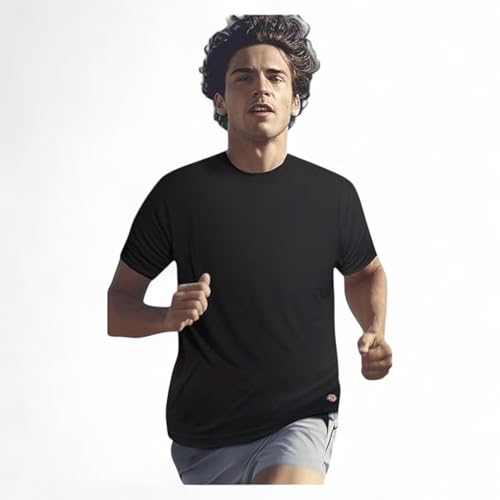 Dickies Men’s Crew Neck Short Sleeve Undershirt 4 Pack (US, Alpha, Medium, Regular, Regular, White/Heather Grey/Black)4