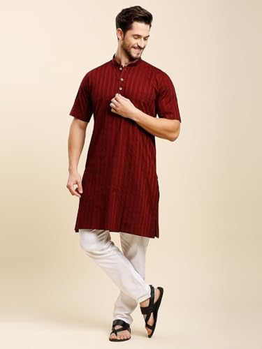 Image of Rajubhai Hargovindas Green Khadi Half Sleeve Kurta