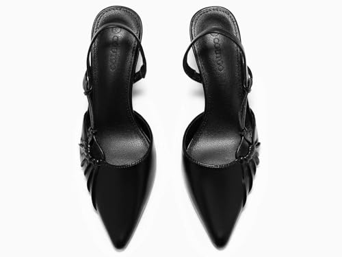 Coutgo Womens Slingback Kitten Heels Closed Pointed Toe Pumps D'Orsay Wedding Party Dress Shoes4