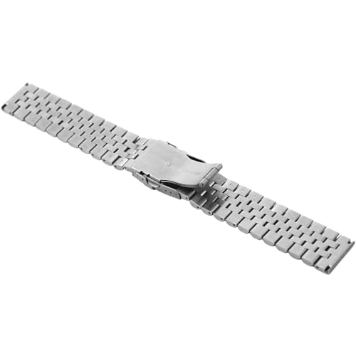 SINAIKE Super Brushed & Polished 3D Solid Silver Stainless Steel Watch Bracelet Band 20mm 22mm 24mm Security Double Deployment Buckle