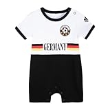 Cnins スポーツファン ベビーアウトフィット 0-24M | サッカーテーマ 新生児 乳児 ボディスーツ ロンパース | 幼児用フットボール服, ホワイト-ドイツ, 3-6 Months