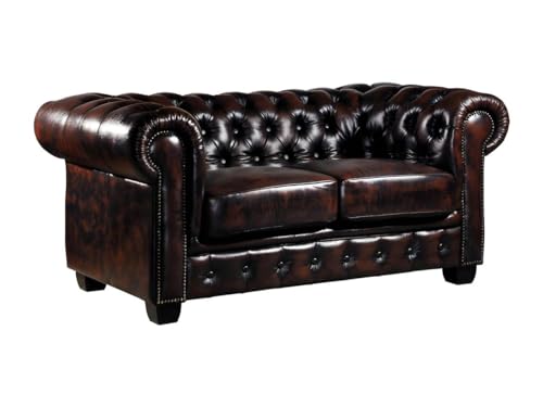 Linea Sofa Chesterfield Ledersofa 2-Sitzer - BǬffelleder - Braun - Brenton Linea Sofa Chesterfield Ledersofa 2-Sitzer - BǬffelleder - Braun - Brenton
