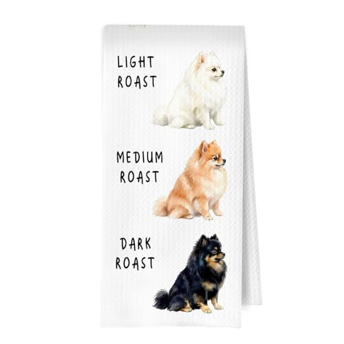 ERYBHKRTYH Pomeranian Gift Kitchen Towels - Funny Pomeranian Gift Decorative Waffle Dish Towels, Funny Dog Lovers Mom Gifts Hand Towel, Tea Towel, Cute Poms Dog Lovers Gifts, 16×24 Inch