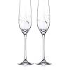DIAMANTE Champagne Flutes Prosecco Glasses Pair with ‘Romance ’ Hand Cut Design Embellished with Crystals Set ot Two Glasses with Gift Box