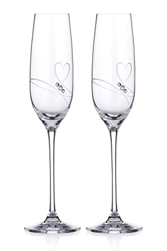 DIAMANTE Champagne Flutes, Romance Design