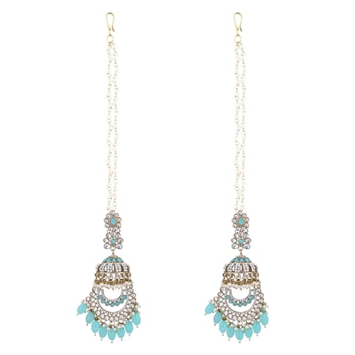 I Jewels Gold Plated Traditional Kundan & Pearl Dangle Jhumka Earrings With Attachable Ear Chain For Women 3 31N3 e32KiL. SL500