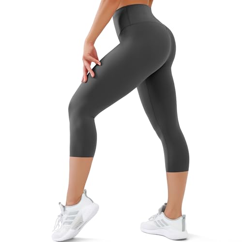 Image of High Waisted Leggings with Pockets for Women Buttery Soft Full Length Capri Workout Yoga Pants Compression Pants