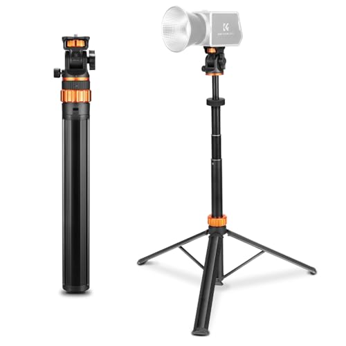 K&F CONCEPT Quick Release Treppiede per luci in metallo da 199 cm, carico max 5 kg, treppiede per fotocamera, cellulare, treppiede a tre gambe per cellulare con testa a sfera a 360° e vite da 1/4