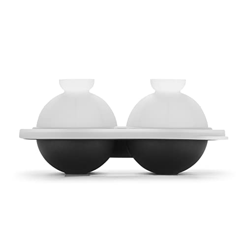Image of ACOOKEE Silicone Basketball Ice Cube Mold Fun Shapes, Novelty Basketball Gifts, 2.2 inch Large Craft Round Sphere Ice Ball Molds For Game Day, Whiskey, Cocktails, Bourbon Black