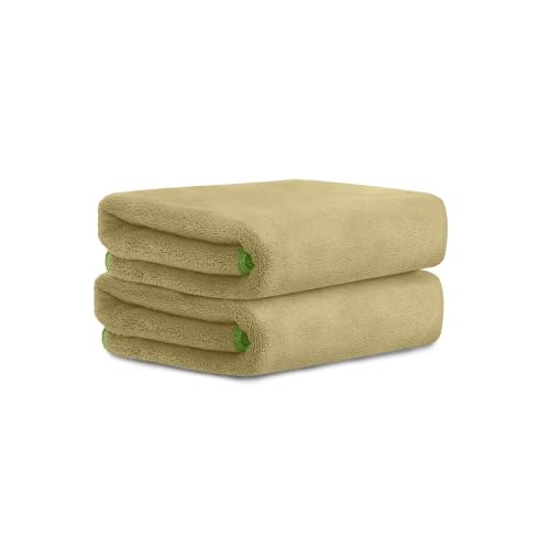 Image of HOUSSE Premium Hand Towel | Microfiber | Super Soft & Quick Dry | Home, Gym, Yoga, Fitness & Weight Lifting | Ultra Absorbent | 550GSM, 60x40cm [2-Pack] (Plantation)