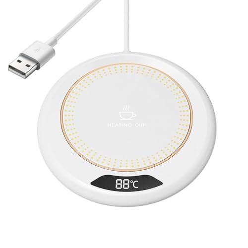 サーモスタットコースター - 電気カップヒーター、USBマグウォーマー | 20W調節可能サーモスタットマグウォーマー、3段階の温度設定が可能な加熱コースター、コーヒーマグヒーター、カップ、マグ、ドリンク用の卓上コーヒーマグウォーマー