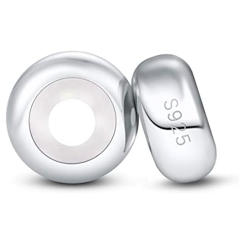 Sterling Silver Spacer Stopper Charms Bead for Charm Bracelet Bangle (2pcs Silver Stoppers) Cover