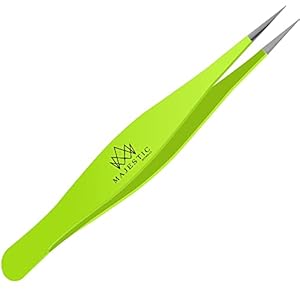 Majestic Bombay Fine Point Tweezers for Women and Men – Splinter Ticks, Facial, Brow and Ingrown Hair Removal–Sharp, Needle Nose, Surgical Tweezers Precision Pluckers best tweezers for chin hair