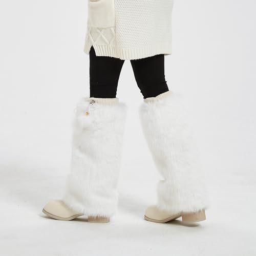Image of Fur Leg Warmers Furry Faux Fur Winter Leggings Boot Cuffs Toppers for Women