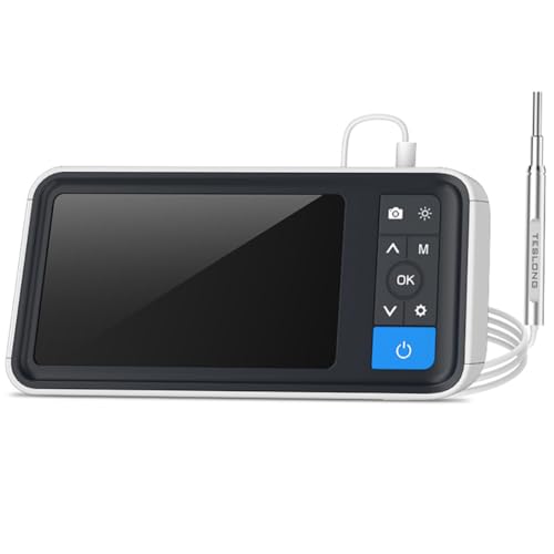 oiakus Ear Wax Removal,1080P Visual Ear Cleaner with 6 LED Light, High-Definition 4.5-inch Smart Large-Screen 3.9mm Diameter Otoscope, White