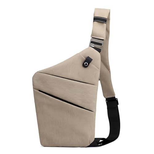 Anti Theft Travel Bag One Shoulder Large Capacity Cross-body Bag Chest Fashion Lightweight Sling Bags for Travel Sports (Right Shoulder Khaki)