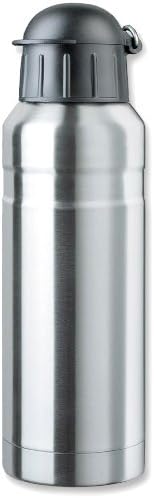 Isosteel VA-9710 0.7 L Drinking Bottle, Tight-Sealing Plastic Lid for Bicycle Drink Holders, 18/8 Stainless Steel Silver