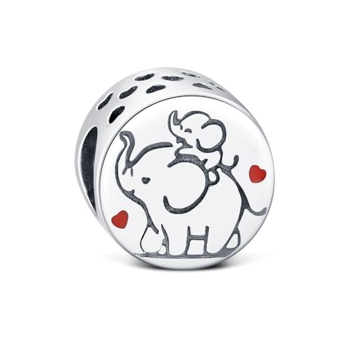KEQ Abalorio de plata 925 con diseño de corazón de loto para pulseras para el día de la madre, colgante de corazón de loto para mamá, para mamá, nueva madre, abuela, mujer, esposa, Mini , Plata, No
