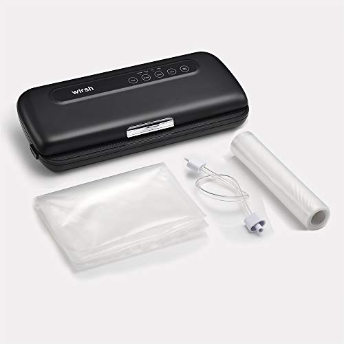 Wirsh Vacuum Sealer, Automatic Vacuum Sealing Machine For Food Preservation w/Starter Kit, Dry & Moist Food Modes, LED Indicator Lights, Slick Design, One Touch Operation
