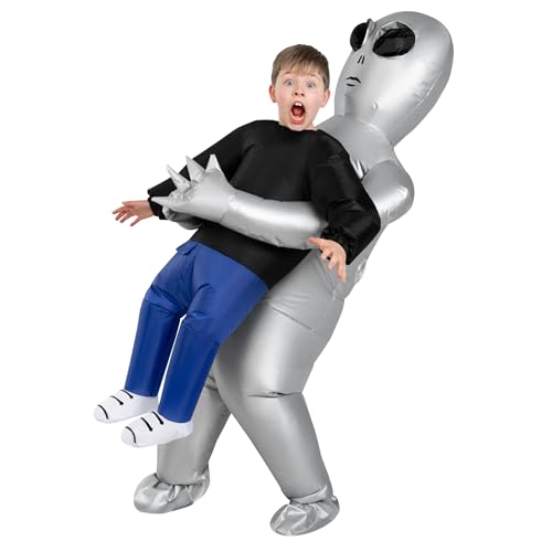 Morph Silver Kids Alien Costume, Alien Inflatable Costumes for Boys, Halloween Costumes for Kids, Boys Halloween Costume