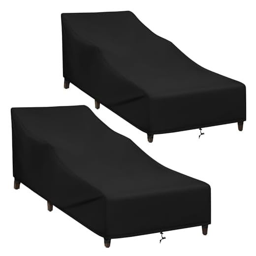 SunPatio Chaise Lounge Covers Outdoor Waterproof, 2 Pack Patio Lounge Chair Protector with Windproof Straps, Outdoor Furniture Covers All Weather Protection, 80" x 30" x 26" H, Black