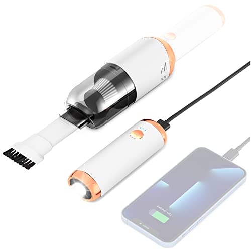 Image of SEANCHEER Small Car Vacuum Cordless Rechargeable, 7000Pa/120W Mini Car Vacuum Cleaner, Detachable Handheld Vacuum Cordless with LED Flashlight/powerbank, Portable Vacuum Cleaner for Car/Home/Outdoor