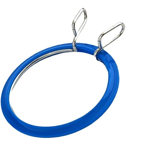 Image of Nurge Metal Embroidery Hoops - Premium Spring Tension Embroidery Hoop for Cross Stitch - Durable Ring with Quick Release Safety Clip - Ideal for Crafters,Beginners & Professionals - Blue - Small