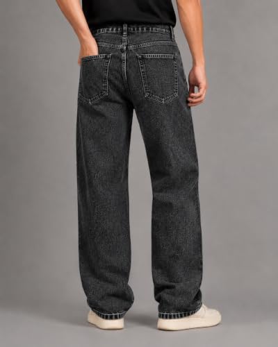 Image of GRECIILOOKS Men Jeans || Baggy Fit Jean's for Man || Loose Fit High Rise Denim || Stretchable Casual Wear Jean,s || Dance Rap Rapping Style Pant for Men || Denim Cotton Jeans