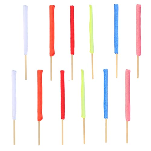 GroveEss 12 Stück Detail-Staubwedel-Sticks, kleine, weiche, flexible Mikrofaser-Bürsten-Reinigungswerkzeuge, bunt, dünn, lang, Tuchreiniger, Staubwedel für Lückenecken, Auto-Lüftungsschlitze,