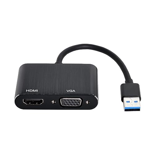 Cablecc Câble adaptateur USB 3.0 et 2.0 vers HDMI et VGA HDTV Carte graphique externe pour ordinateur portable Windows MacBook