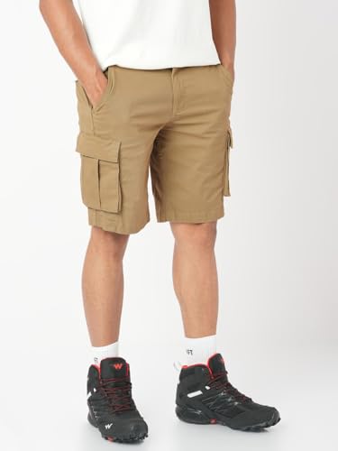 Image of Wildcraft Solid 6-Pocket Cargo Shorts, Comfortable, Regular Fit