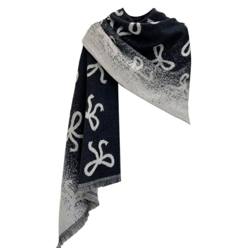 ZEPFJHE Ponchos réversibles populaires avec motif nœud pashmina châle enveloppant cachemire écharpe cape châle pour les vacances, Noir , M