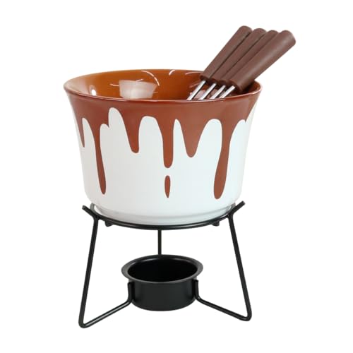 Conjunto Fondue Chocolate De Ceramica 6 Peças 385ml