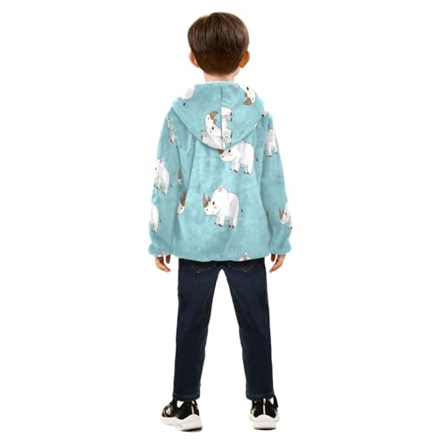 Cute Rhino and Cupcakes Toddler Fleece Jacket Girl Boys Hooded Fleece Jacket Coat Warm Outwear Zip-up 3-10T4