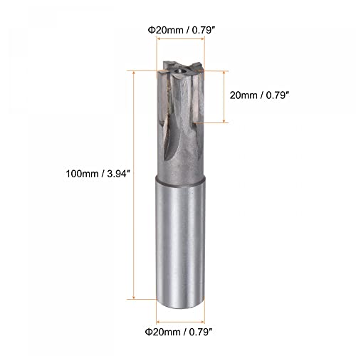 Image of uxcell Square Nose End Mill, 20mm Cutting Dia Tungsten Carbide Tip 4 Straight Flutes Milling Cutter with 20mm Straight Shank