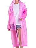 AYWTIUN Chubasquero de una Pieza no desechable Grueso for Hombres y Mujeres Adultos, Poncho Ligero de protección for Viajes al Aire Libre para los días de Lluvia(Pink)