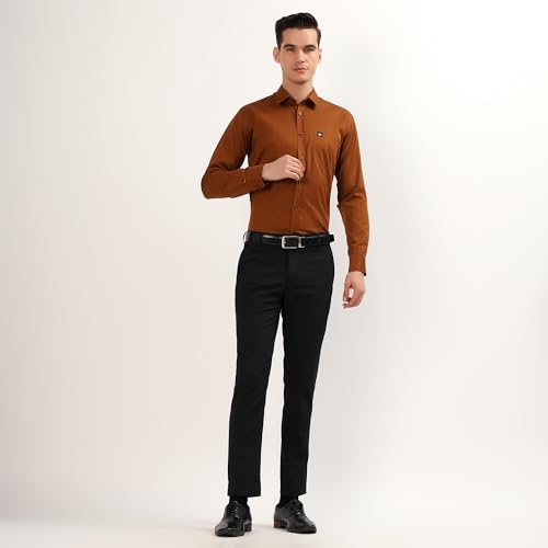Image of Men's Pure Cotton Shirt | Regular Fit | Full Sleeve Casual Shirt for Men | Soft & Breathable Fabric | Brown