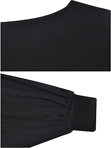 Haut Femme Chic et Elegant Oversize Chaud Hiver 2026 Décontracté Noir Sweat sans Capuche Épaule Dénudée Manches Longues Coton Shirt – vue 3