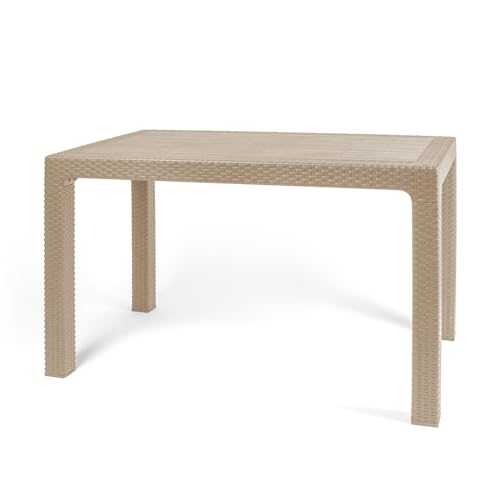 SinergiaFD Tavolo Giardino in Rattan 70x120 cm - Resistente e Versatile in Varie Colorazioini (Cappuccino)