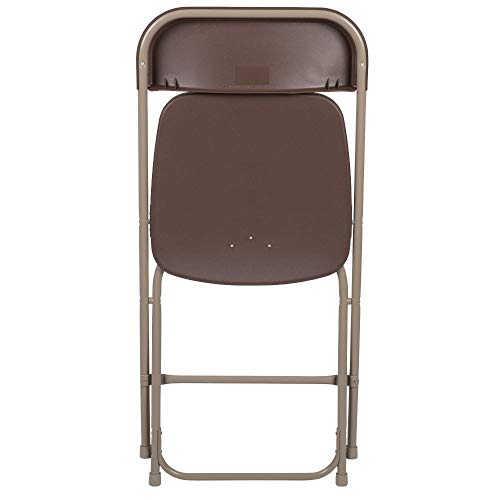 Image of Flash Furniture Hercules Series Plastic Folding Chair - Brown - 2 Pack 650LB Weight Capacity Comfortable Event Chair-Lightweight Folding Chair